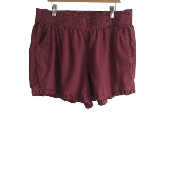 Loft High Rise Linen Ruffle Short - Picture 1 of 3